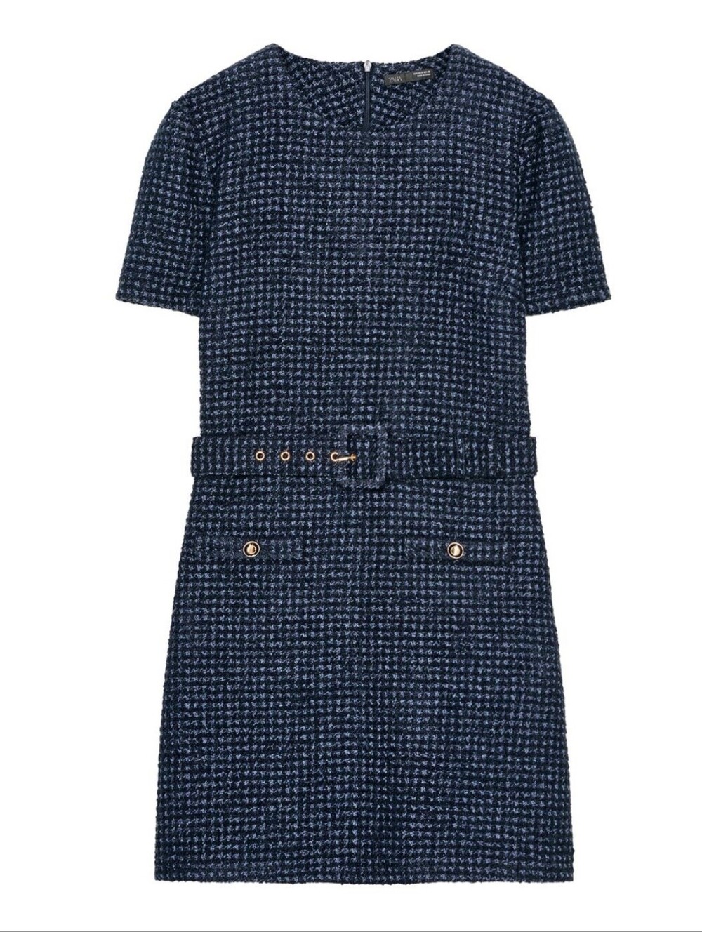 ZARA BELTED TEXTURED MINI DRESS